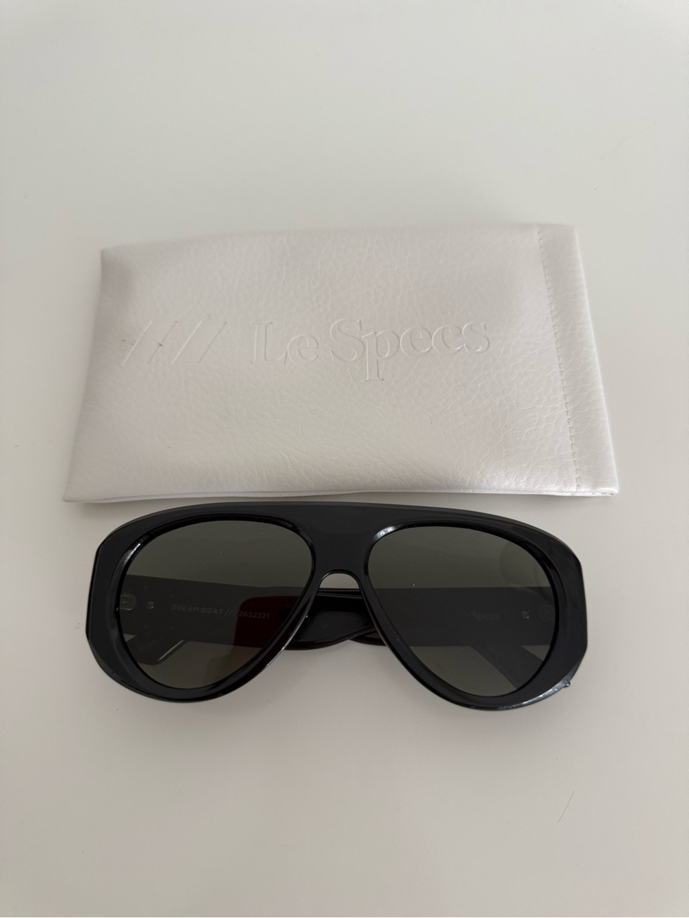 Le Specs Black Sunglasses with White Case